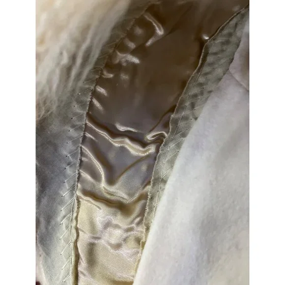 Vintage Kashmiracle Coat Womens S/M? Cream Fur Collar Used Long Belted Coat Uniq - Picture 6 of 16